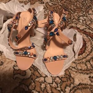 Nude multi Rhinestone Sandle